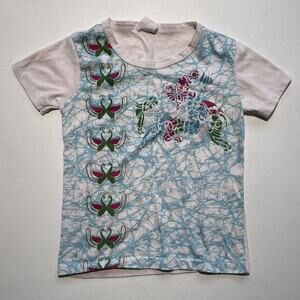 Vtg 70s Montgomery Ward Kids Patterned T-Shirt / Batik Hippie Motif Graphic